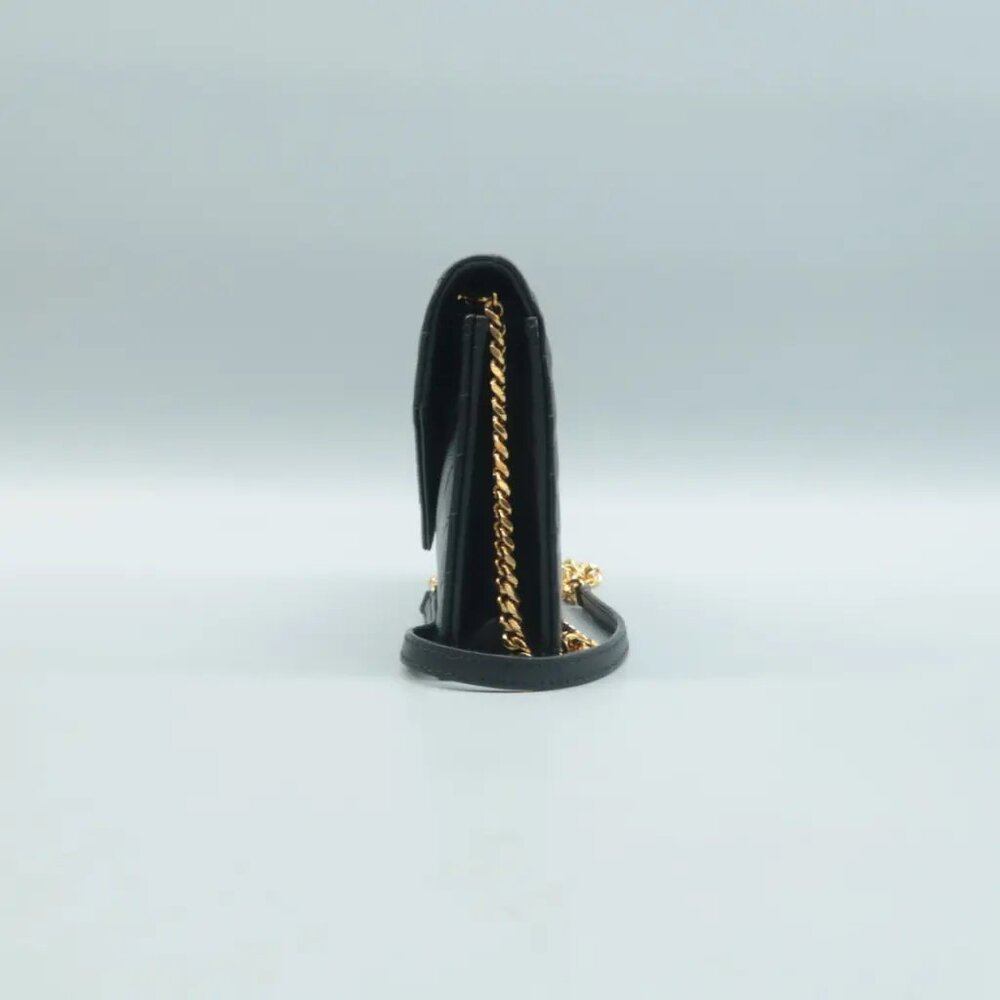 Authentic Saint Laurent Matelasse Black Wallet On Chain Leather Shoulder Bag - Picture 3 of 12